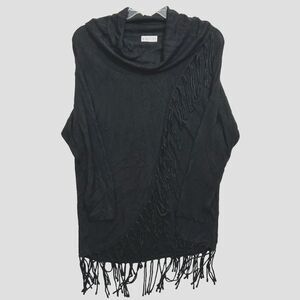 Birch NY Cowl Neck Sweater Top Black Fringe Long Sleeve Women's Small NWOT‎